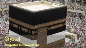 Presentation with hajj - PPT layouts having hajj praying in crowd background and a tawny brown colored foreground