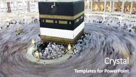  Presentation with kaaba mecca - Slide set with hajj praying in crowd background and a gray colored foreground