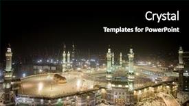  Presentation with religion islam holy quran - Theme having mekka - mecca holy mosque background and a black colored foreground