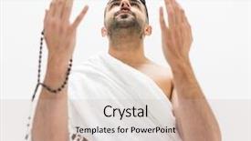  Presentation with kaaba mecca - Presentation theme enhanced with mekka - muslim man posing as ready background and a soft green colored foreground