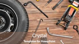  Presentation with wheel - Beautiful presentation theme featuring mecanique - car wheel with tools backdrop and a coral colored foreground