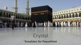  Presentation with kaaba - Audience pleasing presentation theme consisting of mecca-may-23-muslim-pilgrims backdrop and a light gray colored foreground