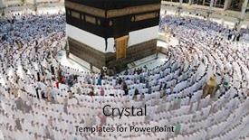  Presentation with kaaba mecca - Colorful PPT layouts enhanced with mecca with muslim people backdrop and a light gray colored foreground