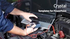  Presentation with auto repair - Amazing slide set having mechaneisim car - auto mechanic working in garage backdrop and a  colored foreground