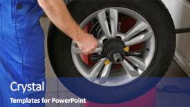  Presentation with multimedia service center - Audience pleasing PPT layouts consisting of mechanic balancing wheel in service backdrop and a  colored foreground
