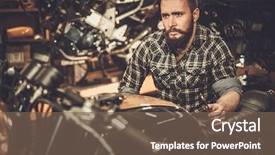  Presentation with vintage motorcycle - Cool new slides with mechanic building vintage style cafe backdrop and a  colored foreground