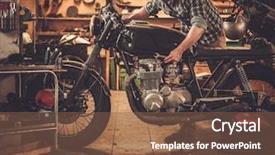  Presentation with vintage motorcycle - Presentation theme consisting of mechanic building vintage style cafe background and a tawny brown colored foreground
