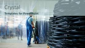  Presentation with mechanic - Audience pleasing slide deck consisting of mechanic-carries-bicycle-wheels backdrop and a light blue colored foreground