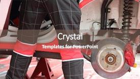  Presentation with race car - Colorful PPT theme enhanced with mechanic do diagnostics of car backdrop and a violet colored foreground