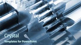  Presentation with titanium - Audience pleasing presentation theme consisting of mechanic engineering - aerospace titanium gears backdrop and a ocean colored foreground