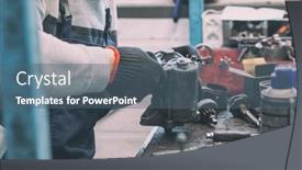  Presentation with mechanic - Theme with mechanic-fixing-one-of-working background and a ocean colored foreground