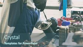  Presentation with mechanic - Slides featuring mechanic-fixing-one-of-working background and a ocean colored foreground