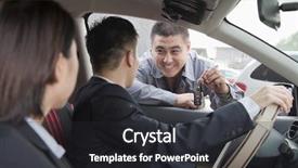  Presentation with mechanic car service repair maintenance - Audience pleasing slide deck consisting of mechanic giving car keys to couple backdrop and a dark gray colored foreground