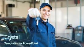  Presentation with automotive - Cool new slide set with mechanic giving you the car backdrop and a ocean colored foreground