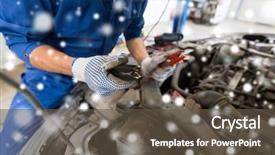  Presentation with mechanic car service repair maintenance - Beautiful slides featuring mechanic hands with cleats charging backdrop and a tawny brown colored foreground