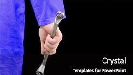  Presentation with mechanic - PPT theme consisting of mechanic holding a wrench in his hand background and a black colored foreground