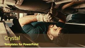  Presentation with mechanic repair - Presentation theme enhanced with mechanic-lies-under-a-car background and a tawny brown colored foreground