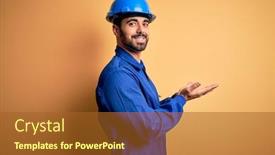  Presentation with mechanic - Theme having mechanic-man-with-beard-wearing background and a tawny brown colored foreground