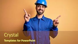  Presentation with mechanic - Amazing theme having mechanic-man-with-beard-wearing backdrop and a tawny brown colored foreground