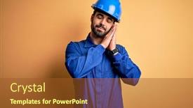  Presentation with mechanic - PPT theme with mechanic-man-with-beard-wearing background and a tawny brown colored foreground