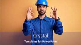  Presentation with blue yellow - Slides enhanced with mechanic-man-with-beard-wearing background and a navy blue colored foreground