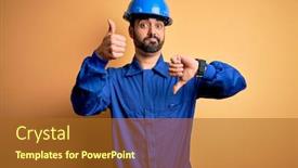  Presentation with mechanic - PPT layouts with mechanic-man-with-beard-wearing background and a tawny brown colored foreground