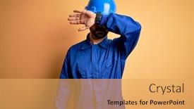  Presentation with mechanic - Presentation theme with mechanic-man-with-beard-wearing background and a yellow colored foreground