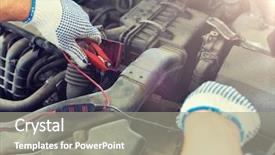  Presentation with mechanic car service repair maintenance - Theme consisting of mechanic man with cleats charging background and a gray colored foreground