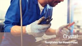  Presentation with mechanic car service repair maintenance - Beautiful PPT theme featuring mechanic man with cleats charging backdrop and a coral colored foreground