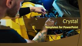  Presentation with technical service - Presentation theme with mechanic-of-maintenance-service-carrying background and a tawny brown colored foreground