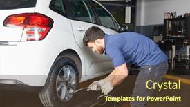  Presentation with tire - Presentation design consisting of mechanic-or-mechatronics-at-tire background and a tawny brown colored foreground