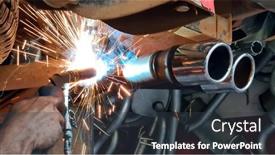  Presentation with pipe welding - PPT theme featuring mechanic-or-welder-is-fixing background and a tawny brown colored foreground