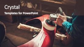  Presentation with mechanic - Colorful PPT theme enhanced with mechanic polishning car body details backdrop and a tawny brown colored foreground