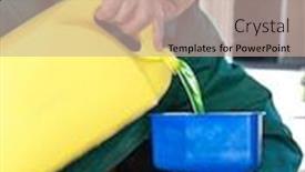  Presentation with fluid mechanic - Presentation design featuring mechanic-pours-radiator-fluid background and a mint green colored foreground