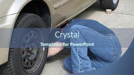  Presentation with mechanic - Presentation consisting of mechanic-reaching-under-a-car background and a ocean colored foreground