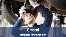  Presentation with mechanic - Audience pleasing slide deck consisting of mechanic repairing a lifted car backdrop and a ocean colored foreground