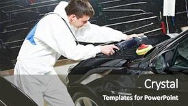  Presentation with mechanic - Amazing PPT layouts having mechanic repairing and polishing car backdrop and a dark gray colored foreground