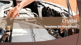  Presentation with female mechanic - Theme enhanced with mechanic repairing car in body background and a coral colored foreground