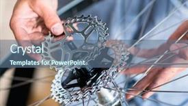  Presentation with mechanic gears - Presentation design with mechanic repairing gears of bicycle background and a ocean colored foreground