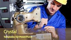  Presentation with industrial machine - Amazing slides having mechanic repairing industrial sewing machine backdrop and a tawny brown colored foreground