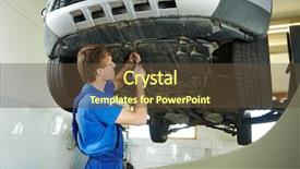  Presentation with mechanic car service repair maintenance - Audience pleasing slide deck consisting of mechanic repairman assembling bottom car backdrop and a tawny brown colored foreground