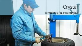  Presentation with compressed air - Cool new theme with mechanic repairman making tyre fitting backdrop and a light blue colored foreground