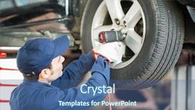  Presentation with wheel axle - Cool new PPT theme with mechanic replacing a wheel backdrop and a ocean colored foreground