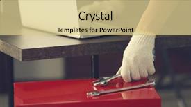  Presentation with mechanic shop - Slide deck with mechanic selecting tool in car background and a lemonade colored foreground