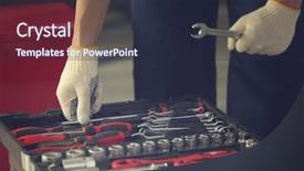  Presentation with mechanic tools - Slides having mechanic selecting tools in car background and a wine colored foreground