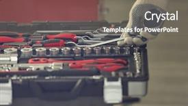  Presentation with mechanic tools - Beautiful slides featuring mechanic selecting tools in car backdrop and a gray colored foreground