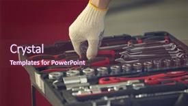  Presentation with mechanic tools - Theme enhanced with mechanic selecting tools in car background and a tawny brown colored foreground