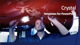  Presentation with garage car - Theme enhanced with mechanic shining torch under car background and a tawny brown colored foreground