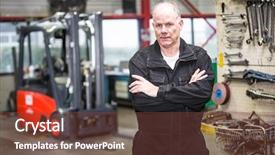  Presentation with mechanic tools - Slide set featuring mechanic standing in a forklift background and a  colored foreground