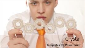  Presentation with gear - Cool new slides with mechanic statistics - businessman and teamwork concept backdrop and a  colored foreground